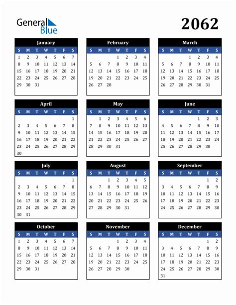 Free 2062 Calendars In Pdf Word Excel