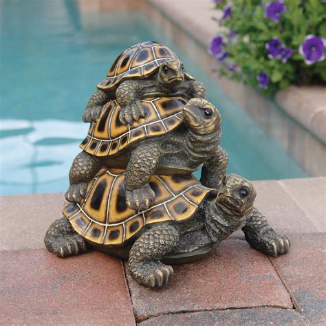 Turtles Collectibles Resin 3 Stacked Turtle Statue For Decor And Good