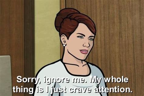 an animated woman with brown hair and white shirt in front of a computer screen that says sorry