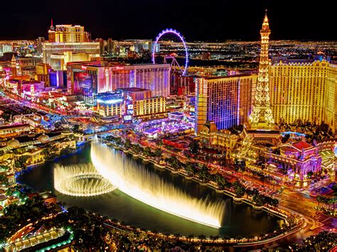 Las Vegas Strip At Night Seen From The Balcony Of The Cosmopolitan