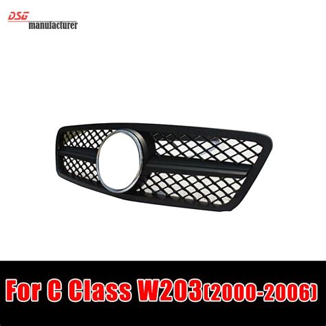 W203 Front Grill Grille Mesh Silver Gloss Black Front Grill For Benz