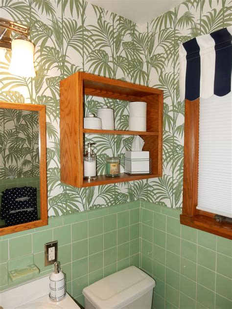 Wallpaper Wonderland Making A Dated Bathroom New Again Green Tile