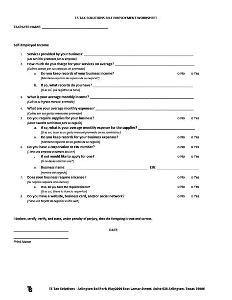 Self Employment Tax Worksheet Printable Word Searches