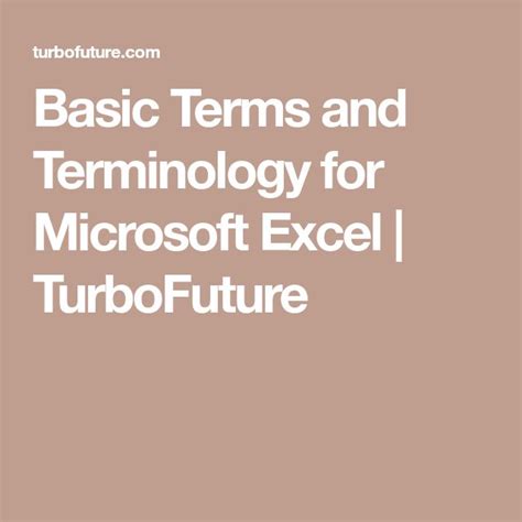 Basic Terms And Terminology For Microsoft Excel Microsoft Excel