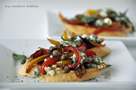 2 ounces cream cheese, at room temperature. My Carolina Kitchen: Bruschetta with Sautéed Sweet Peppers ...