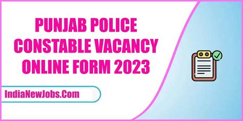 Punjab Police Constable Recruitment Notification Apply Online