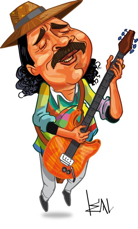 Carlos Santana Caricature Rock And Roll Character