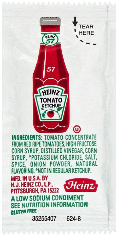 Heinz 10013000565001 9 Gram Low Sodium Ketchup Portion Packet 1000case