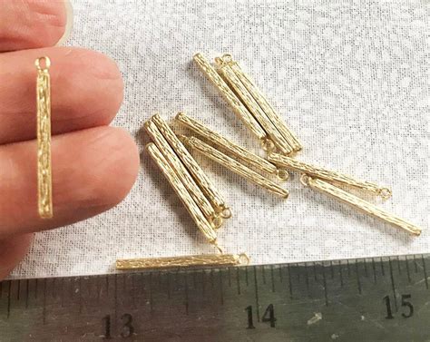 12 Pcs Textured Matte Gold Stick Pendants 25x2mm Jewelry Etsy