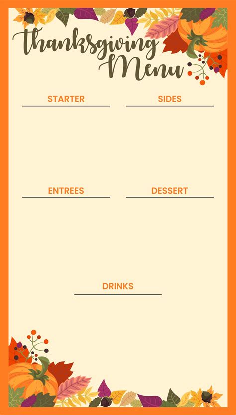 8 Best Images Of Free Printable Thanksgiving Menu Templates