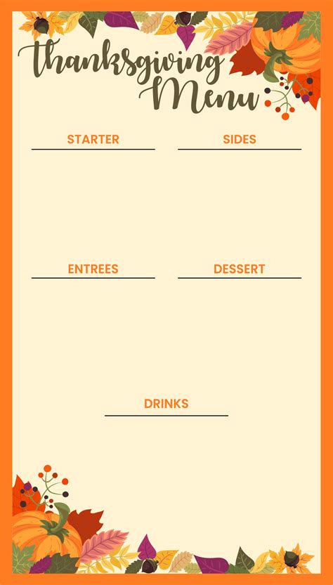 Thanksgiving Menu Templates 10 Free Pdf Printables Printablee