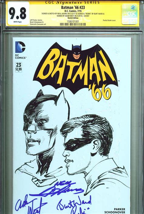 Cgc Ss 98 Batman 66 Signed Adam West Burt Ward Neal Adams Original Art