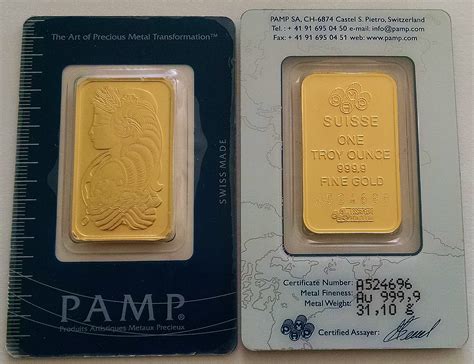 In Assay 1 Oz Gold Bar Pamp Suisse Lady Fortuna Veriscan 9999 Fine