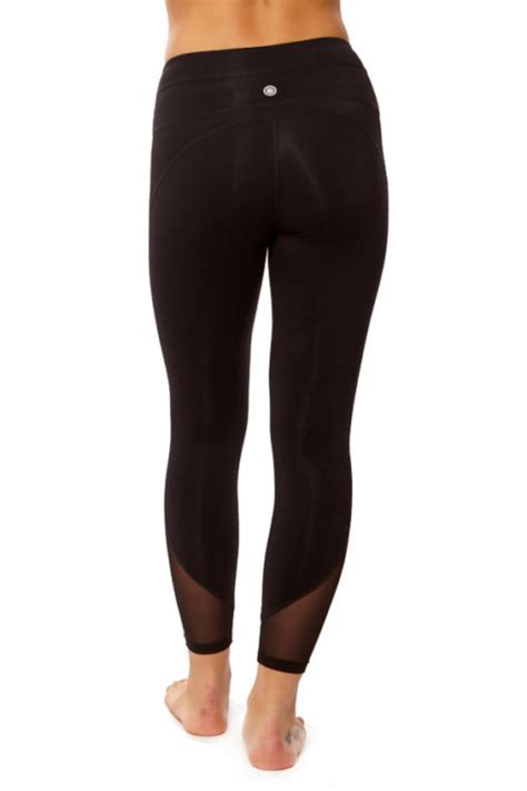 Form Fitting Leggings With Side Mesh And Double Band Grey Prjon