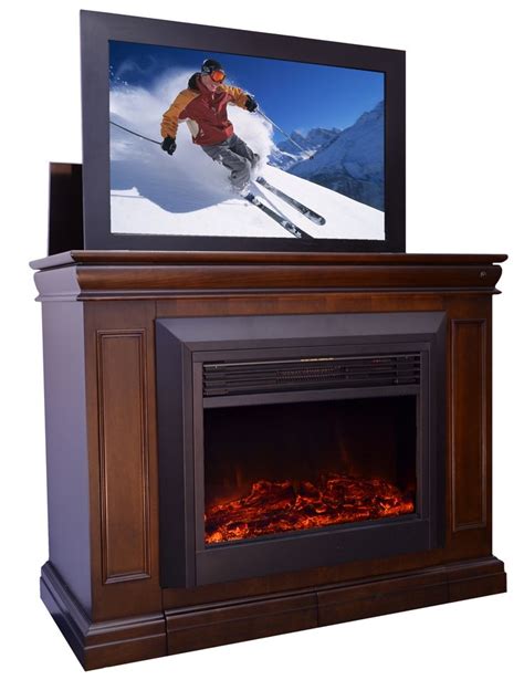 Conestoga Tv Lift Cabinet With Electric Fireplace With Heater Tv Lift