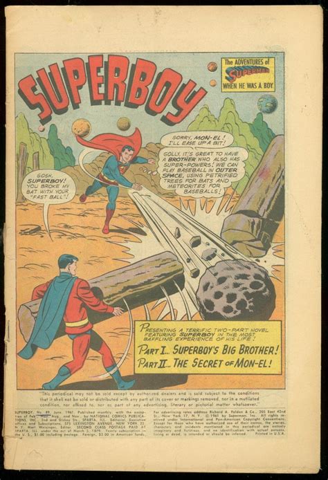 Superboy Comics 89 1961 1st Mon El First Phantom Zone Pfr Comic