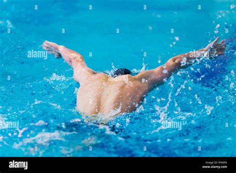 Junge Sportler Schwimmer Schwimmen Im Pool Schmetterling Rückansicht Stockfotografie Alamy