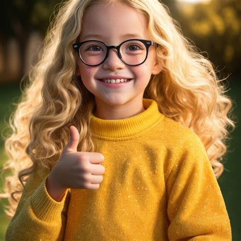 Premium Ai Image Happy Child Making Thumbs Up Sign With Hand