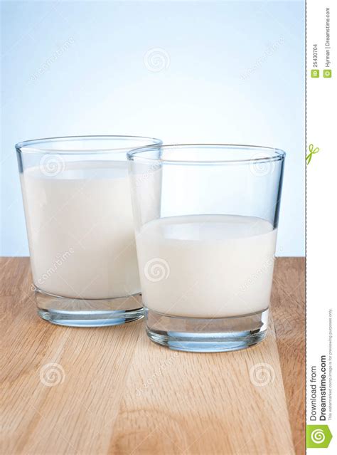 Full And Half Glass Of Fresh Milk Stock Photo Image Of Board Glass