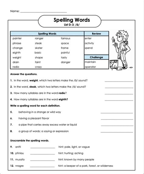 Spelling List D 3 5th Grade Interactive Worksheet