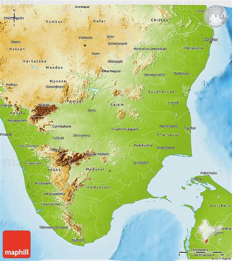 Map of tamil nadu (india), satellite view. Physical 3D Map of Tamil Nadu | Physical map, Map, Physics