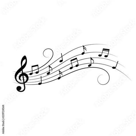 Music Notes Music Notes On Wavy Lines With Swirls Vector Illustration