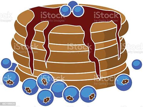 Stack Of Blueberry Pancakes Stock Illustration Download Image Now