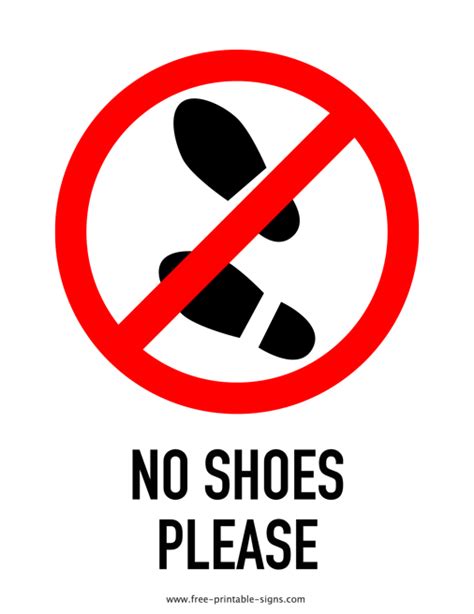 Printable No Shoes Please Sign Free Printable Signs