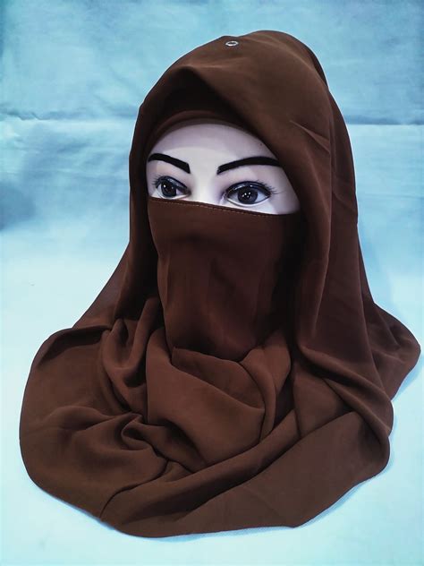 Plain Niqab Ready To Wear Dark Brown Suzain Hijabs