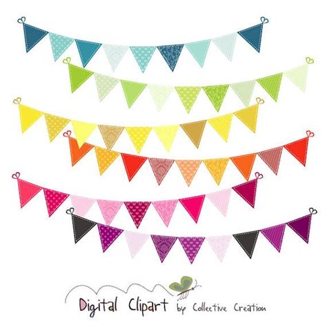 Rainbow Bunting Digital Clipart Ideal For Scrapbooking Etsy
