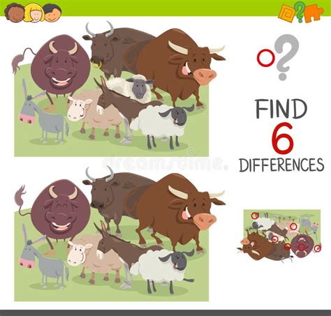 Spot The Differences Worksheet Stock Vector Illustration Of Sheep