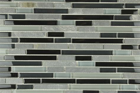 Bliss Black Timber Stone And Glass Linear Mosaic Tiles Rocky Point