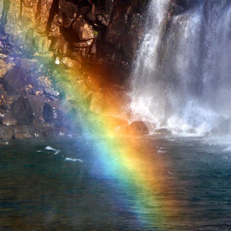 Rainbow At A Waterfall Rainbow Waterfall Waterfall Nature