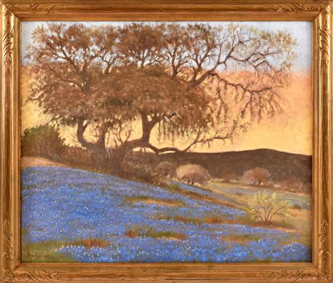 Hugo Herbeck Bandera Texas Bluebonnets Painting Painting Texas
