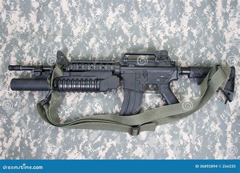 M4a1 Carbine Equipped With An M203 Grenade Launcher Stock Images
