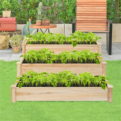 Then you put a pallet on the backside of the bed to allow vegetables to grow up it for support. Wooden Raised Vegetable Garden Bed 3 Tier Elevated Planter ...