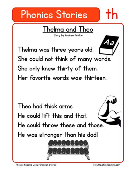 Thelma And Theo Th Phonics Stories Reading Comprehension Worksheet By