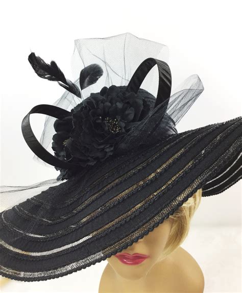Gorgeous Black Tea Party Hat Summer Hat Dress Up Hat Headpiece For