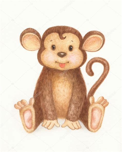 Monkey Cartoon Watercolor Stock Photo By ©rvika 100350632