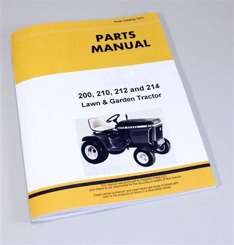 Parts Manual For John Deere 200 210 212 214 Lawn Mower Garden Tractor