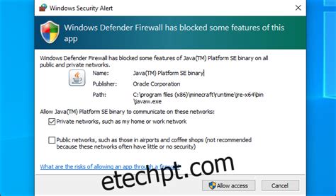 Por Que O Firewall Do Windows Defender Bloqueia Alguns Recursos Do Aplicativo Etechpt Com