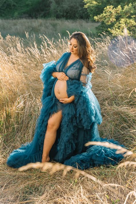 Tulle Maternity Dress For Photo Shoot Ruffle Maternity Robe Etsy