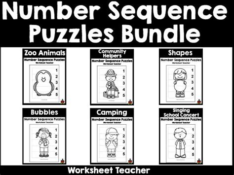 Number Sequence Puzzles Bandw Bundle Teaching Resources