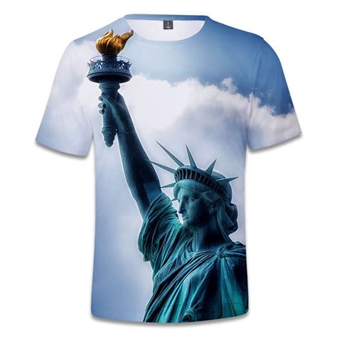 2019 New 3d Usa Statue Of Liberty T Shirt Men Creative Short Sleeve