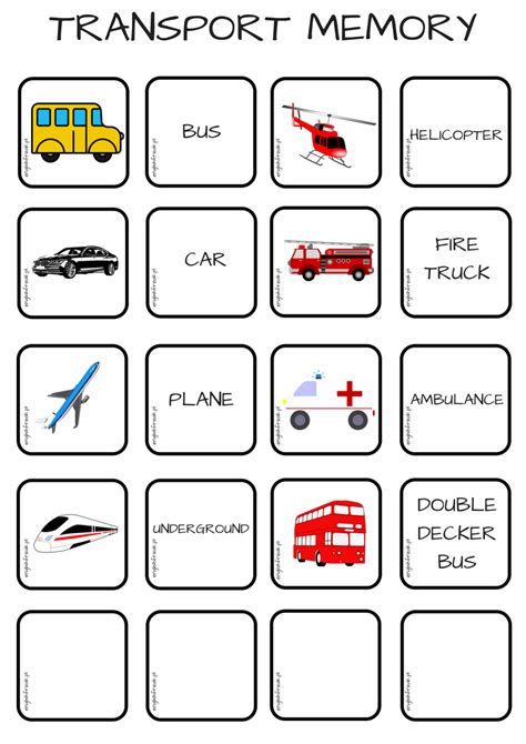 Means Of Transport Memory Bingo And Domino English Freak