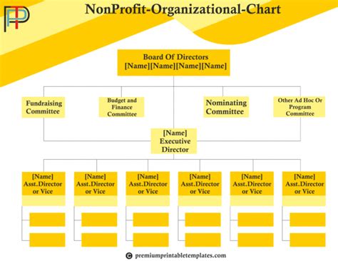 Non Profit Organizational Chart Printable Template Pack Of 5