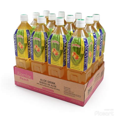 Aloevine Aloe Vera Drink Peach Flavor 50 7 Fl Oz 12 Pack Walmart Com