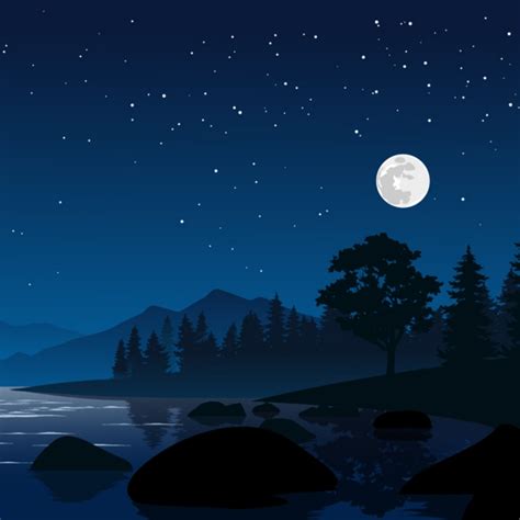 Beautiful Night Scene At River Background Wallpaper Moon Moonlight