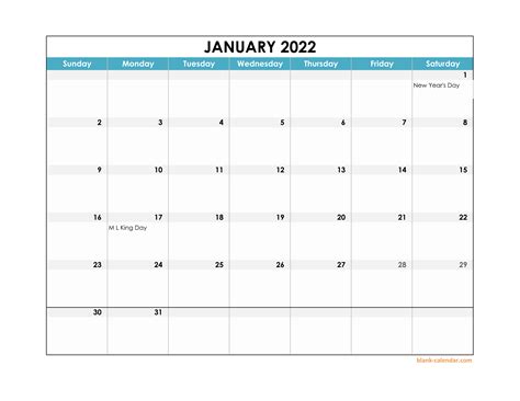 2022 Calendar Template With Holidays Excel Printable Form Templates