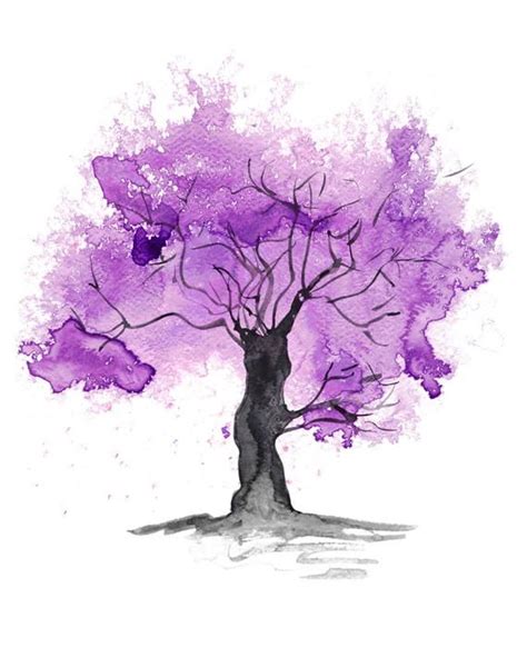 Fine Art Print Of My Abstract Watercolour Tree Painting In Purple
